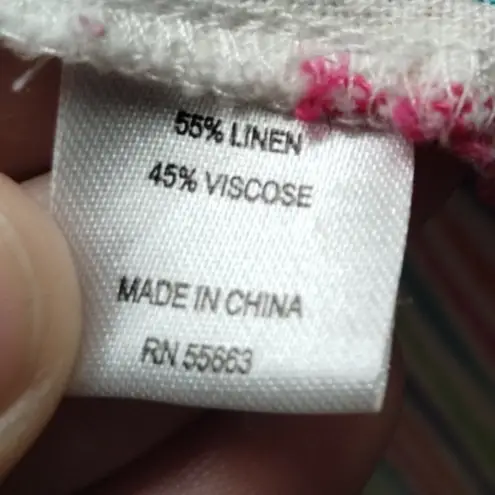 For Cynthia Size 3X Multicolor Rainbow Striped Sleeveless Linen Blend Tunic Top