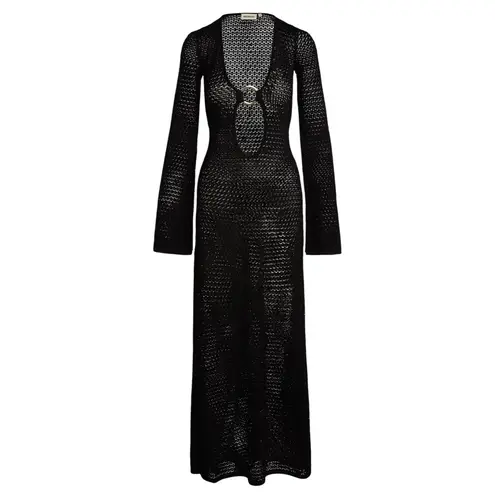 MONDAY SWIMWEAR Montego Luxe Crochet Knit Dress, Black, V (US12/14) Black Size XL