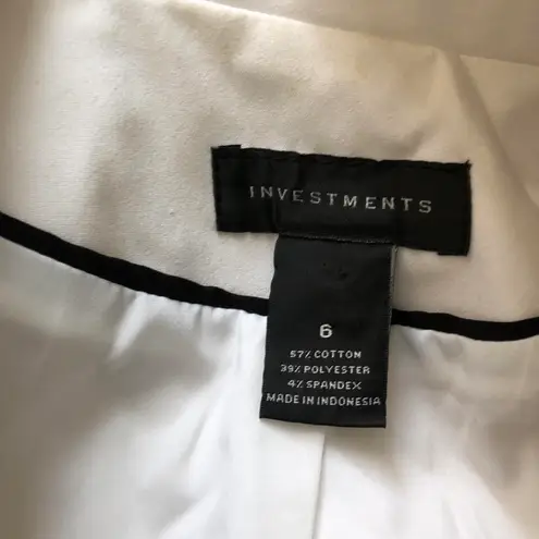 Investments Office Siren Core Fitted White blazer jacket single button 3/4 sleeves- Size 6