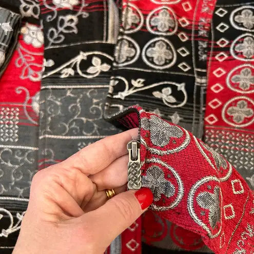 Christopher & Banks 90s Tapestry Jacket Red & Black Floral Design Women’s Large