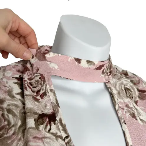 Lime n Chili Dusty Pink Floral Cold Shoulder Choker Neck Blouse