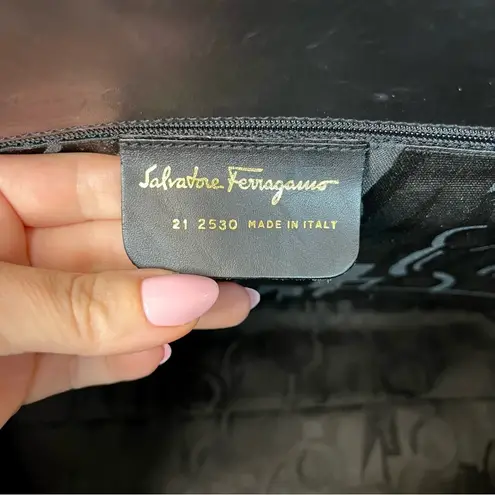 Salvatore Ferragamo  Vala Vintage Black Leather Tote Bag