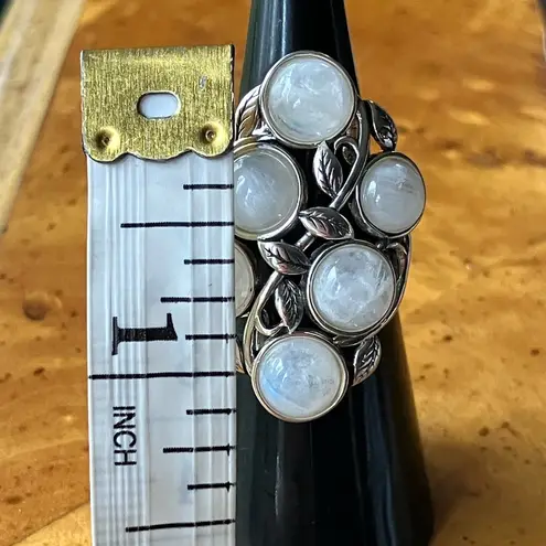 Natural Rainbow Moonstone Sterling Silver Cocktail Ring Size 6
