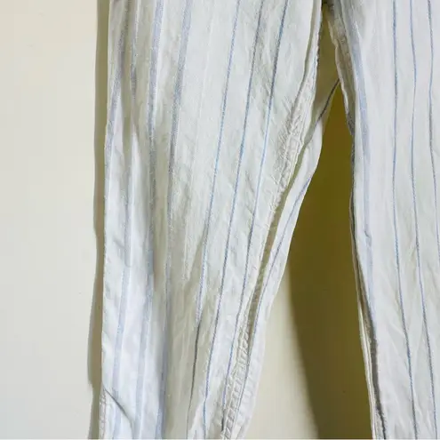 Faherty 100% Linen Pants White Blue Striped size XS Drawstring Lightweight