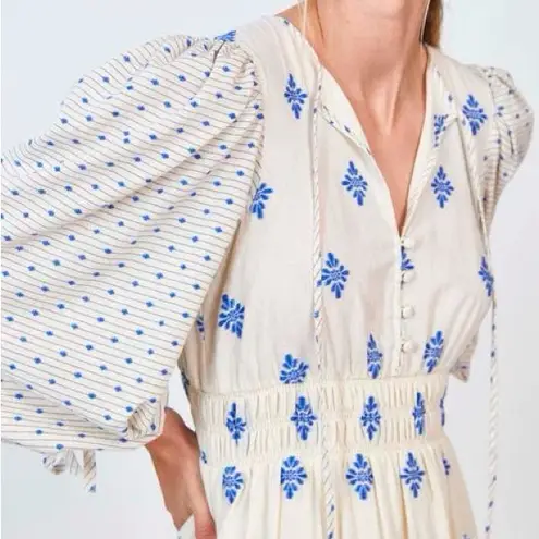 Hunter Bell “Clementine” Blue Medallion Midi Dress Size Medium