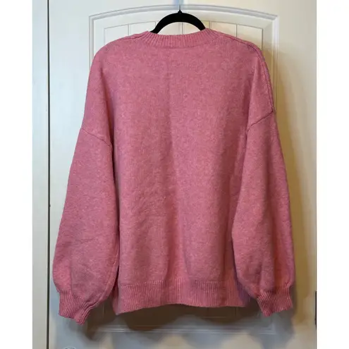 Shein 2X Pink Sweater Oversized Crew Neck Pullover Cozy Knit NWOT Women's Plus # Size XXL