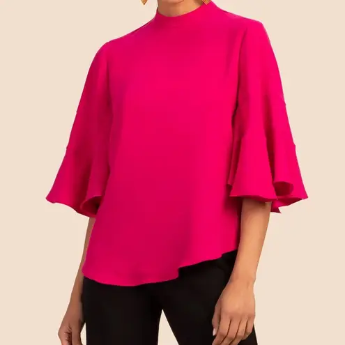 Kay Celine  Jessalyn Blouse Flounce Sleeve Casual Vacation Top Fuchsia, Size M