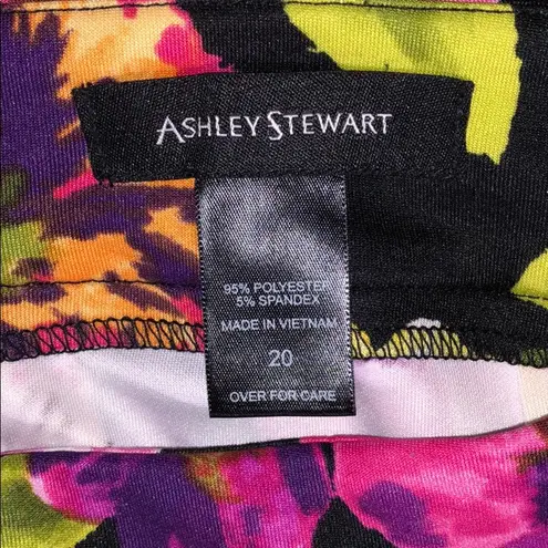 Ashley Stewart Size 20 Black w/ Multi-Color Floral Print A-Line Skirt