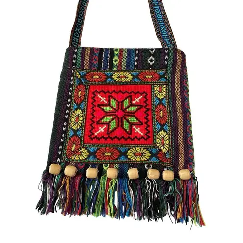 Vintage Hmong Tribal Ethnic Thai Indian Boho Crossbody Bag Tote Messenger Blue