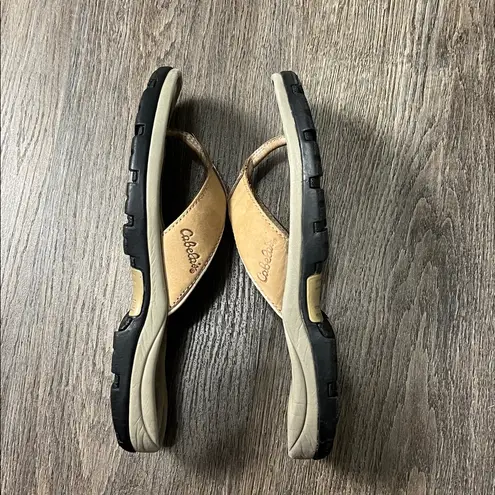 Cabela's Cabela’s Tan Leather Flip Flops Size 9