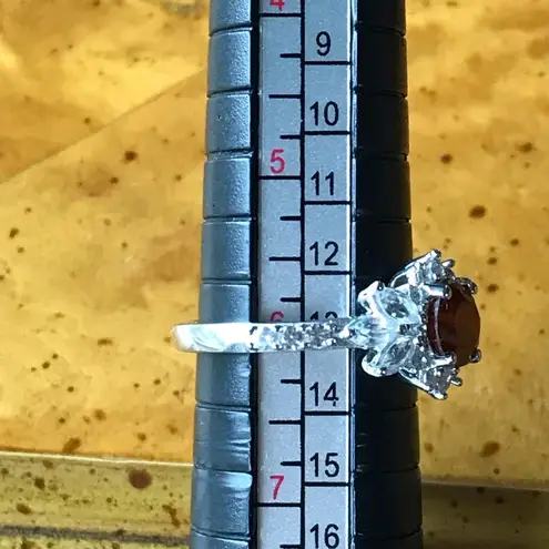 Natural Hessonite Garnet Sterling Silver Ring Red Size 6