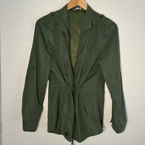 Umgee  Olive Green Suede Shacket Blazer Roll Tab Pockets Military Shirt Gorpcore thumbnail 7