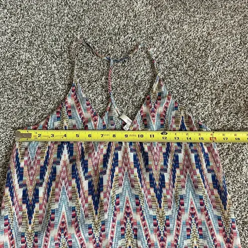 Lavender Brown cream tribal print silk tank top size XS