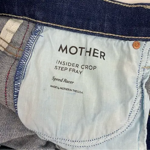 MOTHER Denim  Insider Crop Step Fray High Rise Jeans: Speed Racer Red Stripe