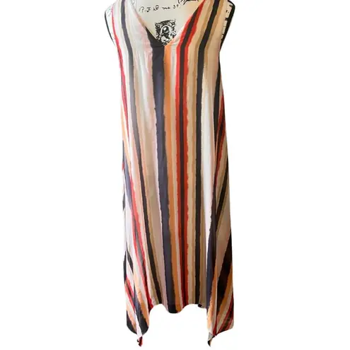 Alex Marie Striped Multicolored Shear Lined Asymmetrical Midi Women's Size Small
