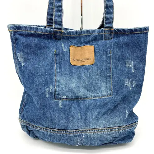 American Eagle  Outfitters Denim Tote Bag Classic Beach Travel School Bookbag