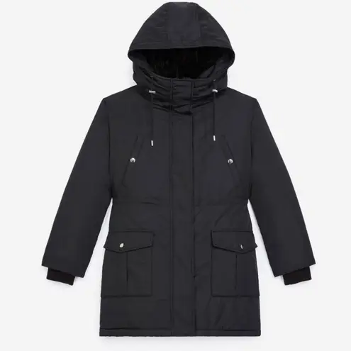 The Kooples NWT Memory Sweet Black Hooded Faux Fur Parka Women’s Size Small