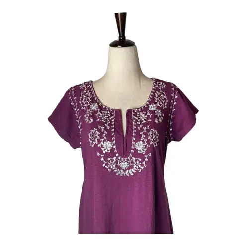 Soft Surroundings Dress Women Small Petite Purple Embroidered Beaded Boho
