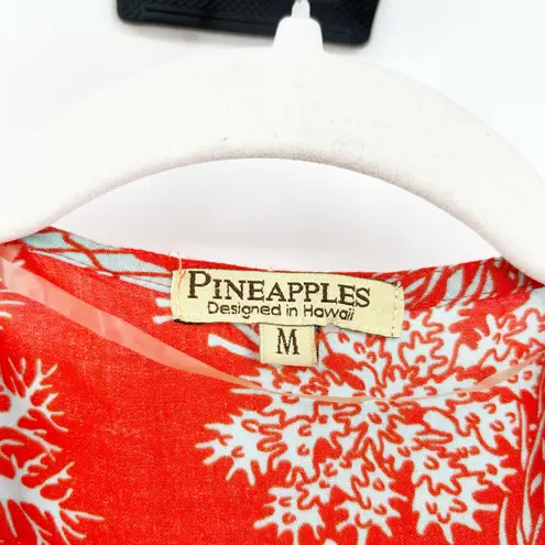 Pineapples Womens Hawaiian Beachy Fish Coral Print Kimono Cover Up Size M Red Size M