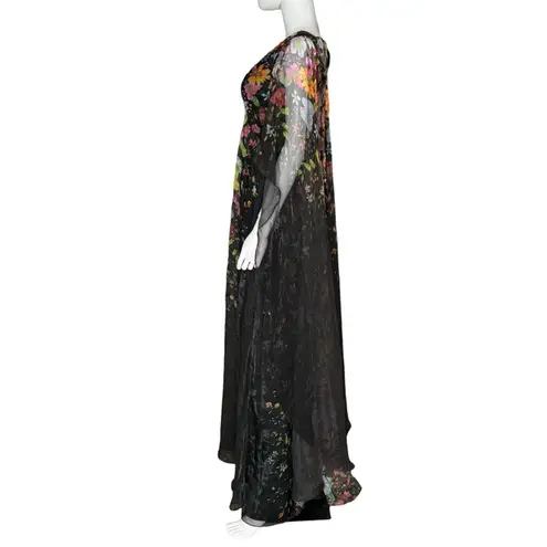 Rene Ruiz Collection Chiffon Cape Gown Floral Multi Women’s NWT Black Size 2