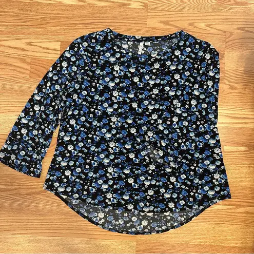Elle Blue Floral Longsleeve Top Size L