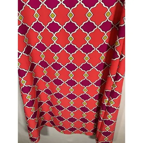 JUDE CONNALLY Beth Dress Mod Geometric Nylon Y2K Sport Casual Travel Knee Length Orange