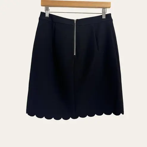 Maison Jules Solid Black Scalloped Hem A-Line Mini Skirt Size 4