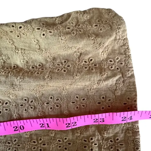 Downeast Golden-Brown Eyelet Blouse Top. Elastic Sleeves. Size Small. Autumn