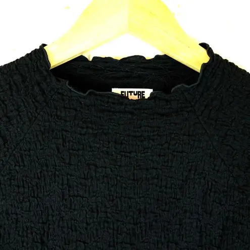 Future Collective Gabriella Karefa Johnson Puckered Womens Top M Black Mock Neck Size M