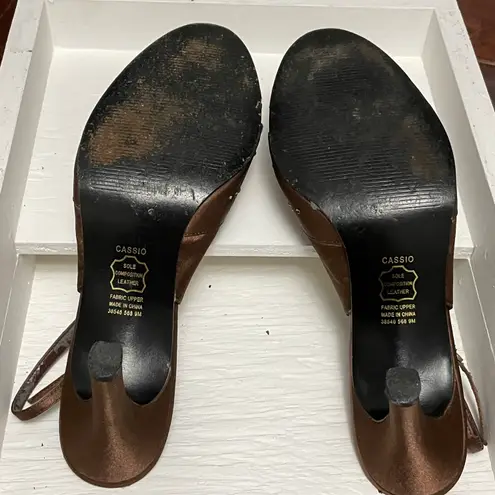 Metaphor Brown Peep Toe 3 1/2 inch Heel rhinestone