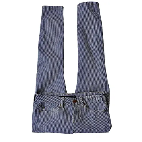 Harper Jeans Size 26 Pin Striped Navy White Skinny Straight Leg Mid Rise Cotton Blue