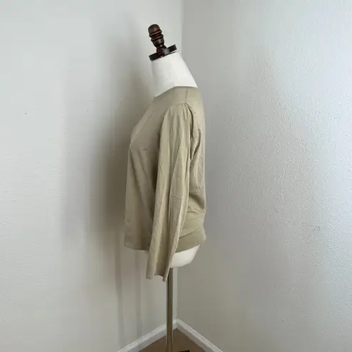 Lafayette 148 New York Women's Long Sleeve Cotton Knit Top Taupe Beige Tee J807 Tan Size M