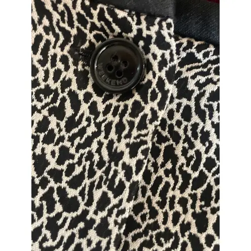 MAX MARA Mixed Print Houndstooth Top Leather Pockets Size 12 Weekend L Black