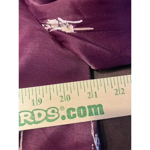 Ett:Twa by Anthropologie Burgundy Floral Satin Open Front Blazer Jacket Womens M Purple Size M