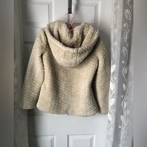 Catherine Malandrino Hooded Faux Fur Jacket coat Cream Color size 14/16