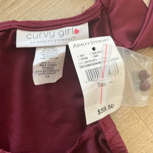 Ashley Stewart Womens NWT Curvy Girl by Burgundy Dress - 1X