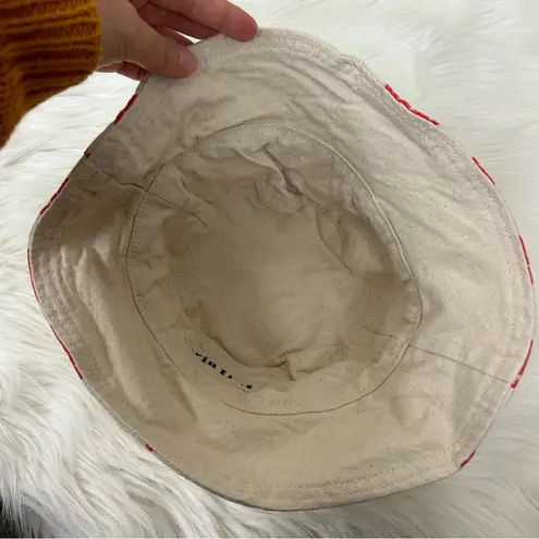 Erin Flett Strawberry Print Canvas Bucket Hat Red