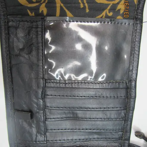 J.L. SALDIVAR Tooled Leather Black Trifold Crossbody Boho Western Purse