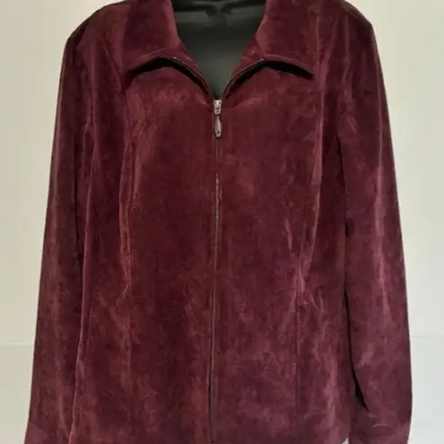 Christopher & Banks Christopher Banks Corduroy Jacket XL Purple Wine Zip Front Casual Long Sleeve