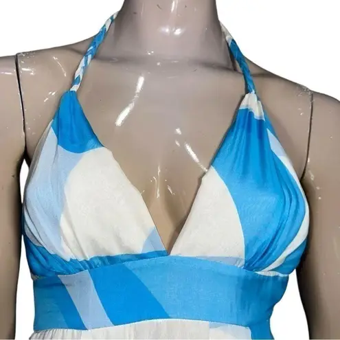 Adam Lippes Plus Eve Women’s Size 2 Ivory Blue Wavy Striped Silk Full Maxi Dress