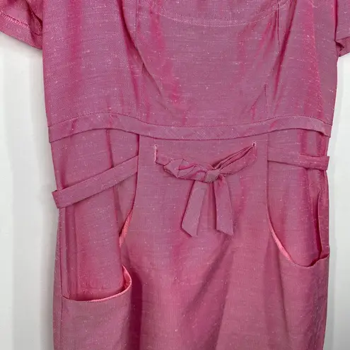 David Meister  Pink Short Sleeve Square Neck Sheath Dress Women's Size 6