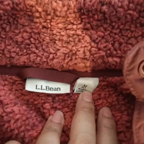 L.L. Bean Rust Pullover Fleece Vintage 4 Snap Button Closure Womens Large