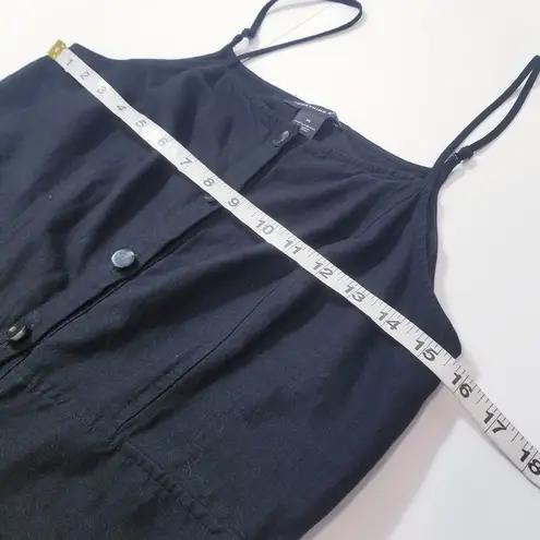 Something Navy Women size Medium Black Layered Midi Sundress Button Front