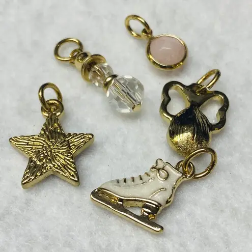 Jewelry Dangle Crafter Charms Star, Angle, Ice Skate, Snow Man Pink Stone