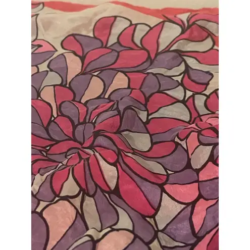 SCARF VINTAGE AUTHENTIC GEOMETRIC ART HOT PINK PURPLE GRAY SILK 30" SQUARE