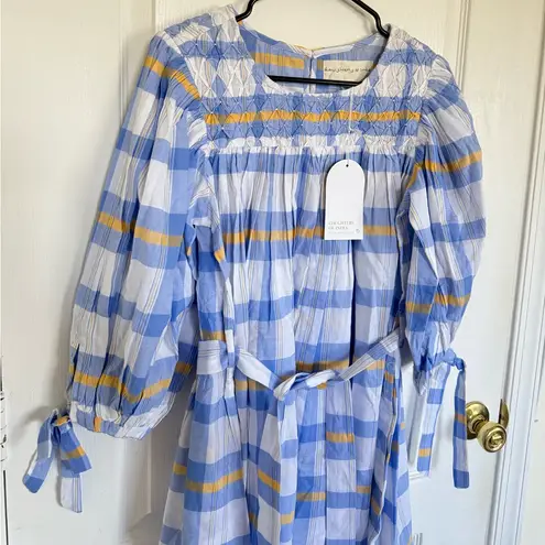 Daughters of India NEW Freya Dress in Periwinkle Blue Plaid