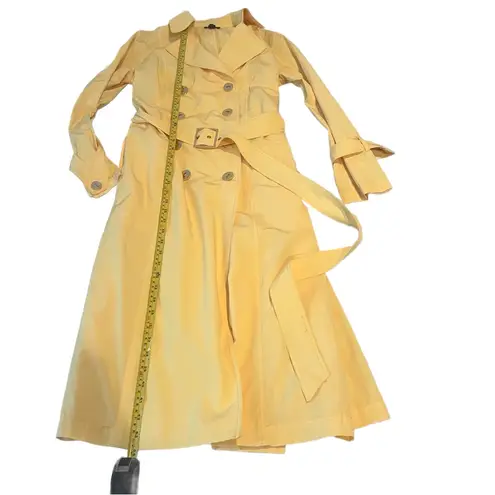 Worth Yellow Long Sleeve Trench Coat Size Small