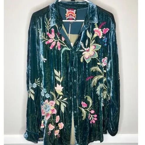 Johnny Was heavily embroidered Julianna shirt/jacket in peacock
