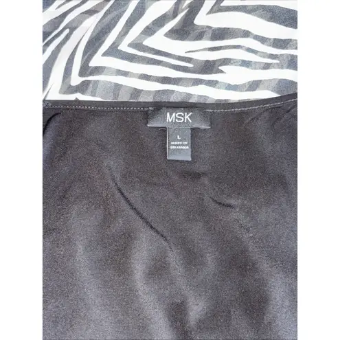 Boho,Chic,Romantic MSK Black And Whites Zebra Print Asymmetrical Hem DressSize L Size L