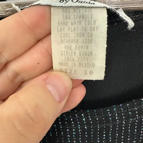 Ronni Nicole Black Maxi Dress Womens 10 Y2K Glam Goth Sparkle Party 90s Retro